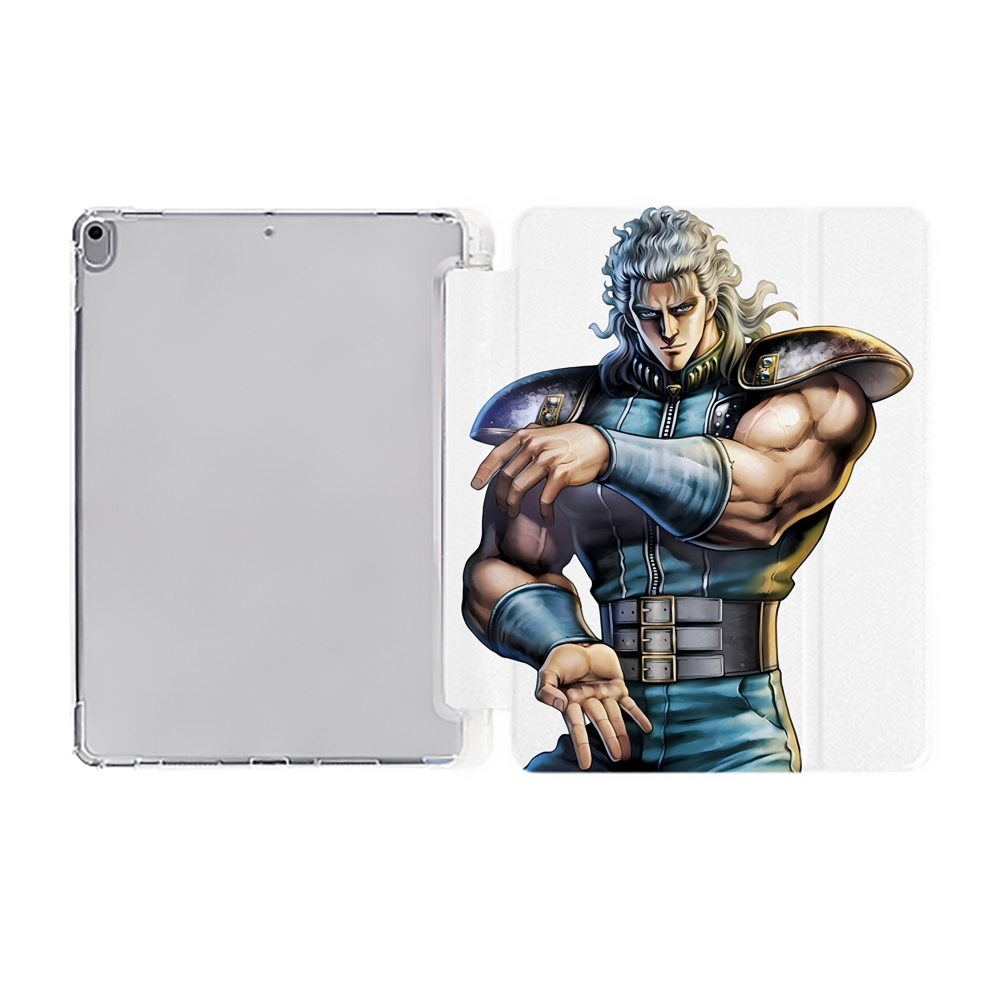 （画像用） 北斗の拳 Fist of the North Star IPad ケース ペン収納付き 三つ折りスタンド PUレザー×シリコン 対応機種9.5/10.5/10.9インチ